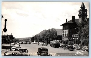 Colorado Springs CO Postcard RPPC Photo Cascade Ave. Looking South Hotel Sanborn