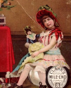 1887 Clark's Mile-End Spool Cotton Christmas Tree Candles Child & Doll F109