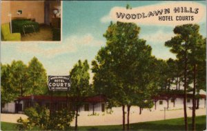 Henderson Texas Woodlawn Hills Hotel Courts Inset Room Postcard Z15