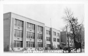 J4/ Livingston Montana RPPC Postcard c1940s High School Building  198