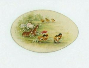 1880s-90s Die-Cut Easter Egg Poem Rabbits Chicks #2 Fab! P216