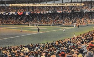 J49/ St Louis Missouri Postcard Linen Baseball Stadium Sportsman's Park 132