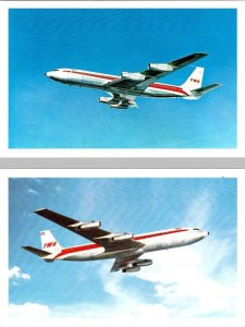 2~Aviation Postcards TWA AIRLINES Advertising STAR STREAM & SUPER JET Airplanes