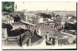 Old Postcard Chalons Sur Marne Panorama Taken From I'Hotel Town