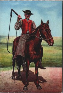 Hungary Men On His Horse Traditional Clothing Vintage Postcard C096