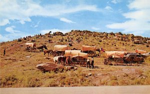 Indians with covered wagons near Ceremonial Grounds at Gallup - Gallup, New M...