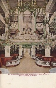 Postcard Interior Decoration Marshall Field Retail Store Chicago IL