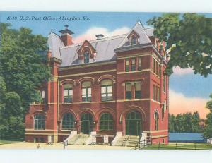 Unused Linen POST OFFICE SCENE Abingdon Virginia VA hs1263