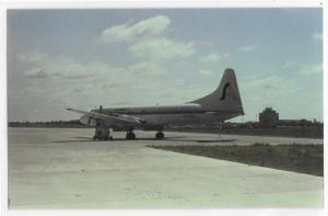 Summit Airlines Blue Yellow Livery CV-580 Aircraft Tarmac Vintage Postcard