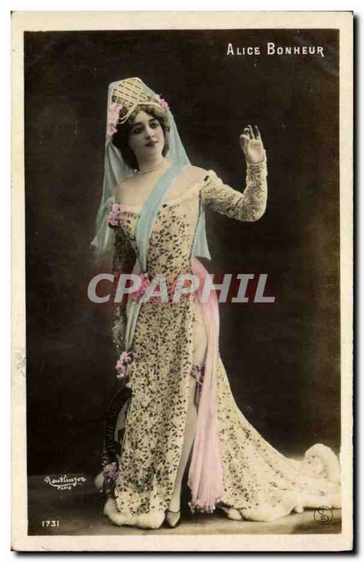 Old Postcard Fantasy Theater Woman Alice Happiness