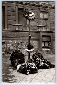 Berlin Germany Postcard Memento in Bernau St Wreath Flower c1930's RPPC Photo