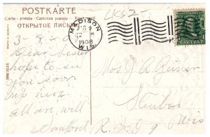 1908 Greetings from Madison WI Horseshoe Blue Flowers Embossed Postcard