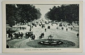 Detroit Michigan Central Ave Belle Isle 1907 to Deerfield Ohio Postcard T13