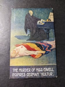 Mint England Postcard The Murder of Miss Cavel Inspires German Kultur Death