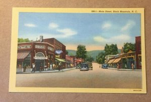 VINTAGE UNUSED LINEN PENNY POSTCARD MAIN STREET BLACK MOUNTAIN N.C.