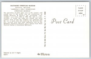 Baltimore Maryland~Streetcar Museum~1960s Postcard