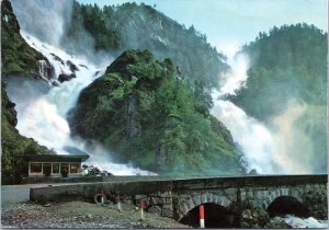 Postcard Norway Låtefossen Waterfall