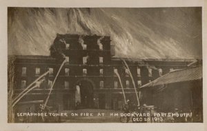Portsmouth Dock Harbour 1913 Fire Semaphore Tower Disaster Real Photo Postcard