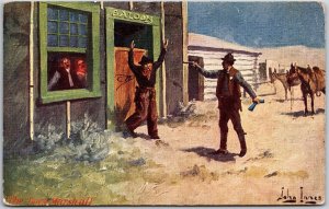 1908 The Town Marshall, Fearless Men Western Attire, John Innes Art, Postcard