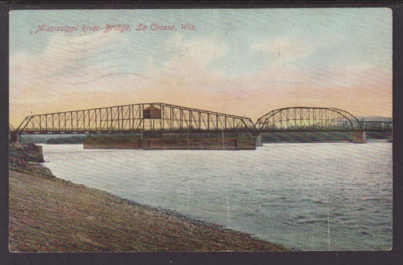 Mississippi River Bridge,La Crosse,WI Postcard