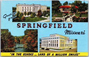 Greetings From Springfield Missouri MO Ozarks Land Of Million Smiles Postcard