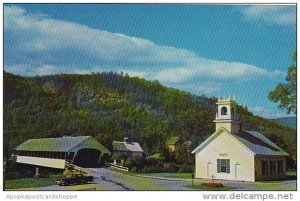 Covered Bridge and Church Stark New Hampshire