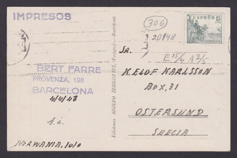 SPAIN, Vintge postcard, Barcelona, Spain Square