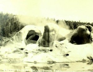 RPPC Grotto Geyser, Yellowstone National Park Lovely Real Photo Postcard P34