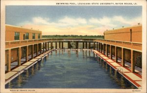 Baton Rouge LA Louisiana State University Pool c1930-50s Vintage Postcard