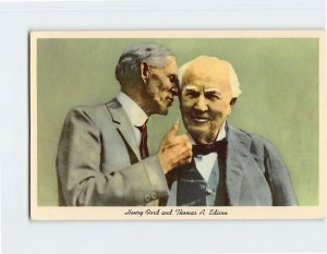 Postcard Henry Ford and Thomas A. Edison, Dearborn, Michigan