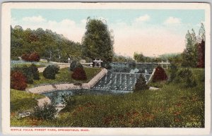 Vintage Ripple Falls Forest Park Springfield MA Litho Postcard H77