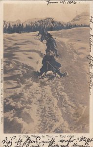 RPPC Postcard Children Sledding in Snow 1906