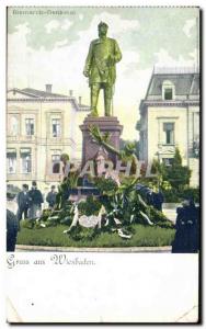 Old Postcard Blsmarck Denkrnal Gruss aus Wiesbaden