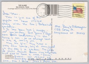 San Antonio Texas~Alamo @ Dusk~Horse & Carriage in Front~Continental Postcard