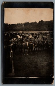 Postcard RPPC c1920s? Altrich Germany? Group of Men Soldiers on Horses WWI?