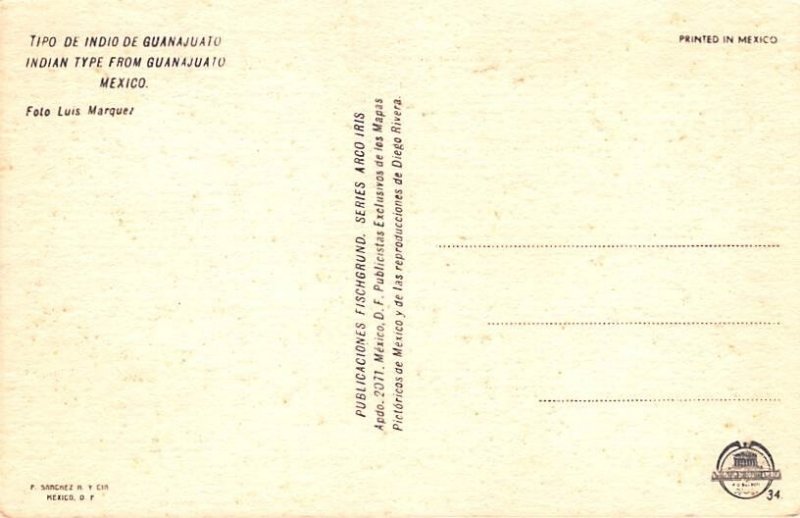 Tipo de Indio de Guanajuato Mexico Tarjeta Postal Unused 