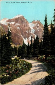 Auto Road Moraine Lake MountiansBanff Canada VTG Postcard UNP Unused Vintage 