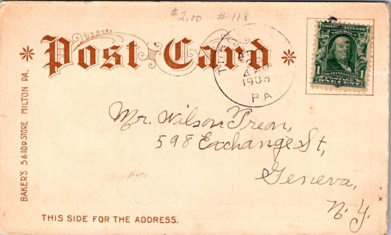 Front Street Looking South from Broadway, Milton PA c1908 UDB Postcard L21