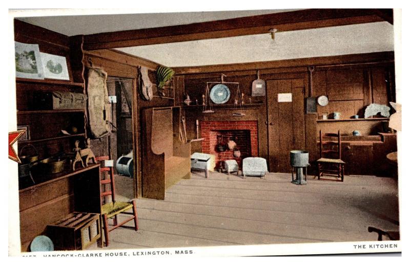 Vintage Postcard Hancock-Clark House, Lexington, Mass The Kitchen