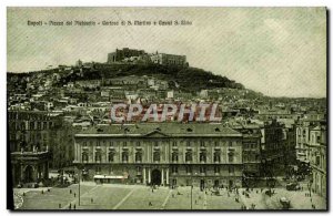 Postcard Old Naples Plaza Del Plebiscito Certosa di S. Martino e Castel s Elmo