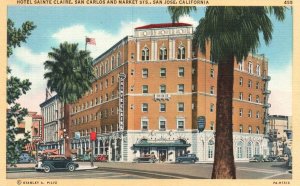 Vintage Postcard Hotel Sainte Claire San Carlos & Market St. San Jose California