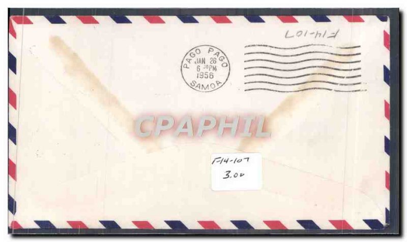United States Letter Canton Island tp Samoa January 25, 1956 Eagle