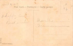 B425 Easter Greetings Chicks Seek Ladybug in Hay Barn Red Eggs postcard