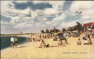 Nassau Bahamas Paradise Beach Scene c1940s Postcard