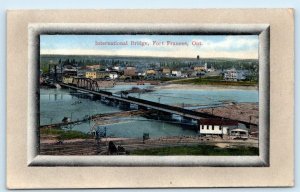 FORT FRANCES, Ontario Canada ~ INTERNATIONAL BRIDGE Frame Border 1914 Postcard