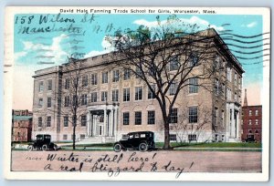 1931 Worcester Massachusetts MA Postcard David Hale Fanning Trade School Girls