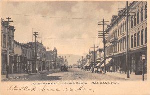 Salinas California Main St., Looking South, B/W Lithograph Vintage PC U6939