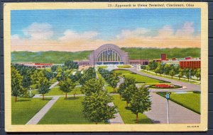 Vintage Postcard 1938 Approach to Union Terminal Cincinnati Ohio (OH)
