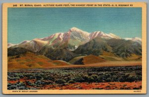 Postcard Mt. Borah ID c1936 View Of Mountain Highest Point In State US Hwy 93