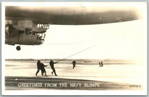 GREETINGS FROM NAVY BLIMPS 1943 WWII VINTAGE REAL PHOTO POSTCARD RPPC airplane